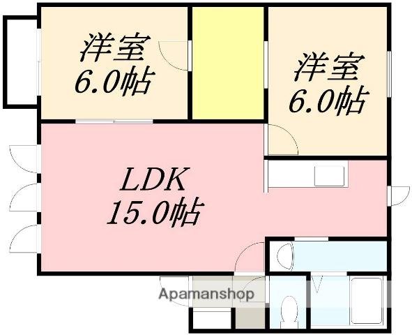 ペアコート七重浜(2LDK/2階)の間取り写真