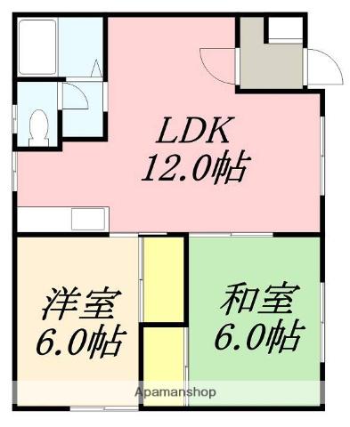 横山アパート第2(2LDK/1階)の間取り写真