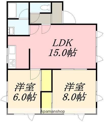 キャッスルリバーかさまつ(2LDK/2階)の間取り写真