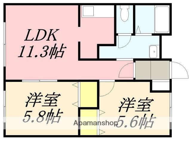 N HAPPINESS 七重浜(2LDK/2階)の間取り写真