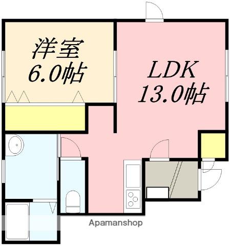 アリエス美原(1LDK/1階)の間取り写真