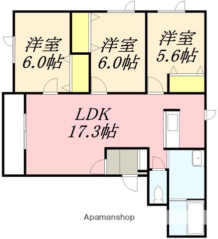 ヌーヴォー美原(3LDK/1階)の間取り写真