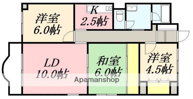 パイオニア美原(3LDK/4階)の間取り写真