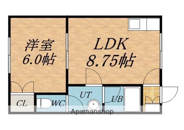 パレス美原B棟(1LDK/1階)の間取り写真