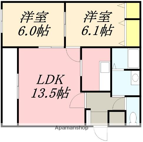 ルシエール美原(2LDK/1階)の間取り写真