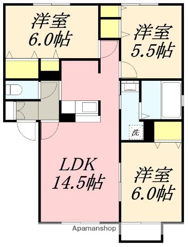 ロイヤルS&E(3LDK/2階)の間取り写真