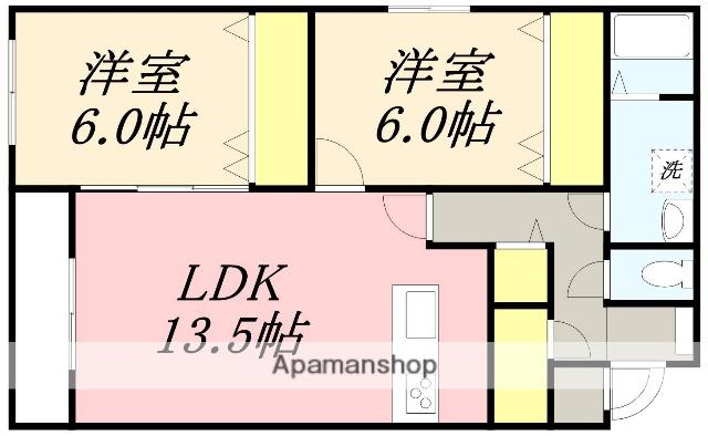 CLAIR美原(2LDK/3階)の間取り写真