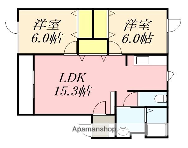 ラーバン美原Ⅱ(2LDK/2階)の間取り写真