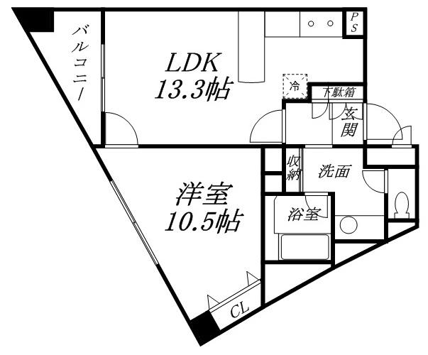 プレセランス・函館山(1LDK/3階)の間取り写真