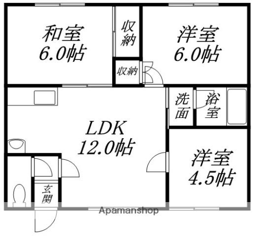 コーポ谷地頭(3LDK/2階)の間取り写真