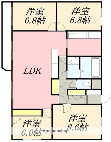 ガーデンパレス五稜郭(4LDK/1階)の間取り写真