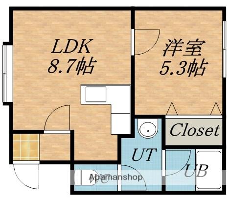 マリノス(1LDK/2階)の間取り写真