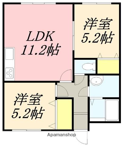 ヴェリテ(2LDK/2階)の間取り写真