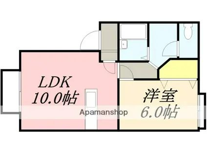 サンガーデン江差B(1LDK/1階)の間取り写真
