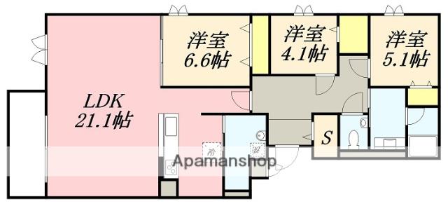 リアライズ松陰Ⅵ(3LDK/1階)の間取り写真