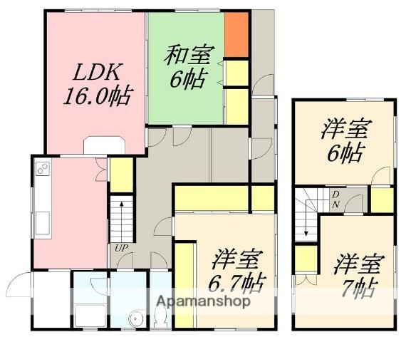 函館本線 七飯駅 徒歩14分 2階建 築51年(4LDK)の間取り写真