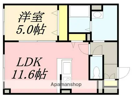 AMU.K3(1LDK/1階)の間取り写真