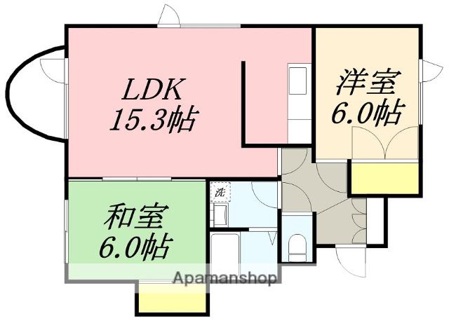 ジョイフル鍛冶(2LDK/2階)の間取り写真