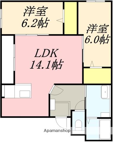 グランツレーベンⅡ(2LDK/1階)の間取り写真