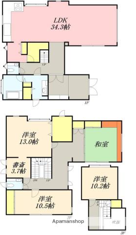 函館市電本線湯川線 五稜郭公園前駅 徒歩6分 2階建 築38年(4SLDK)の間取り写真
