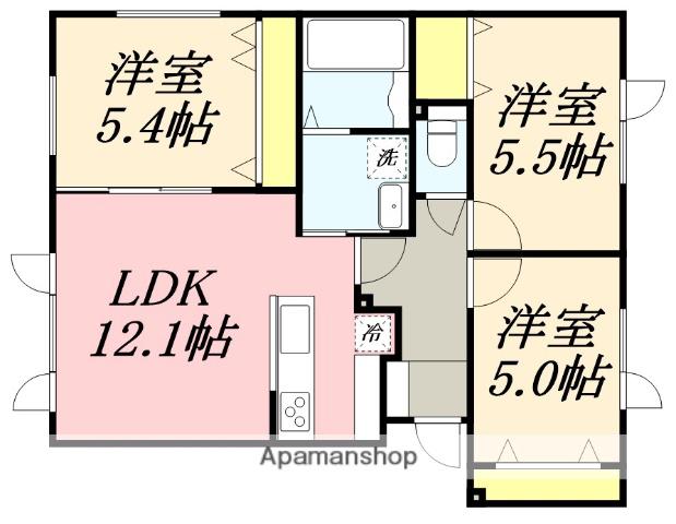フルール七飯本町A(3LDK/1階)の間取り写真