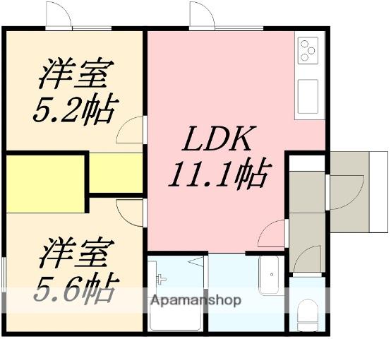 函館山麓ストーリー(2LDK/1階)の間取り写真