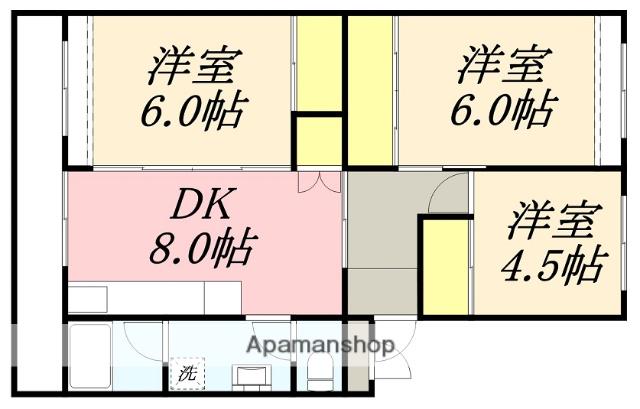 ヴィラナリー函館6号棟(3DK/3階)の間取り写真