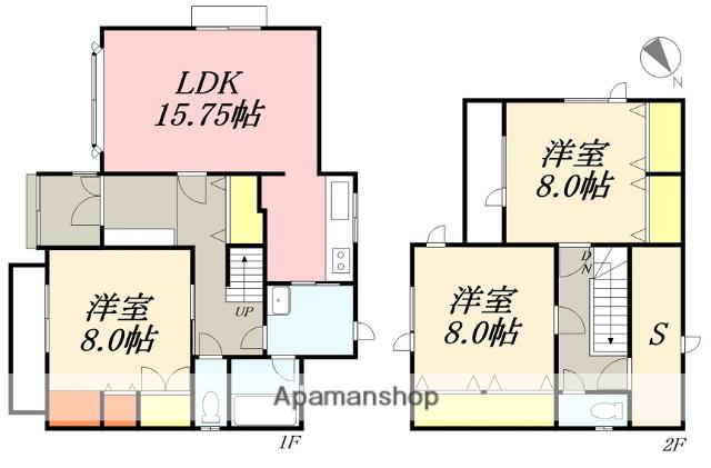 函館市電本線湯川線 湯の川駅 徒歩17分 2階建 築27年(3LDK)の間取り写真