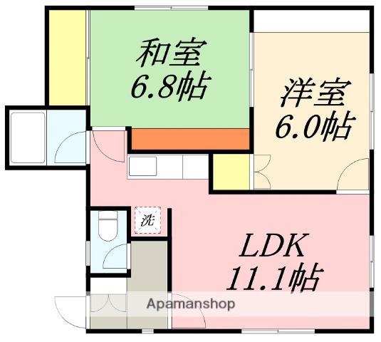 パークシティ本通Ⅱ(2LDK/2階)の間取り写真