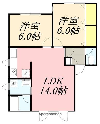 コーポ柏木シャトル(2LDK/2階)の間取り写真
