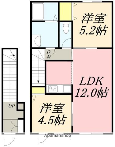 PRINCE K.R Ⅳ(2LDK/2階)の間取り写真