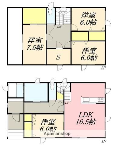 函館本線 函館駅 バス乗車時間：32分 南桔梗バス停で下車 徒歩1分 2階建 築15年(4SLDK)の間取り写真