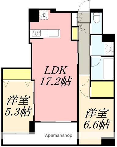 ワザック函館・五稜郭行啓通(2LDK/8階)の間取り写真