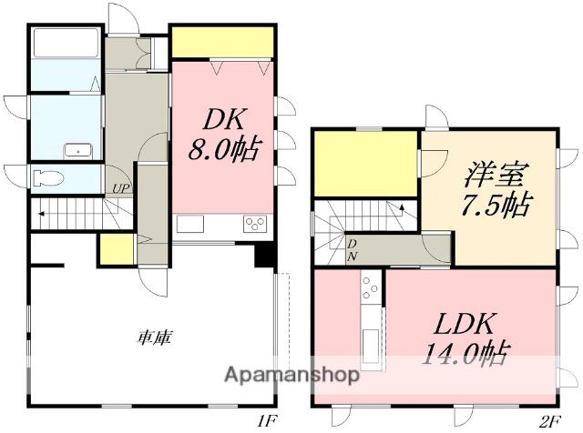函館市電本線湯川線 堀川町駅 徒歩19分 2階建 築31年(2LDK)の間取り写真