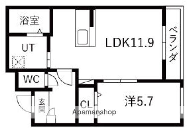 インフィニティ松陰町(1LDK/1階)の間取り写真