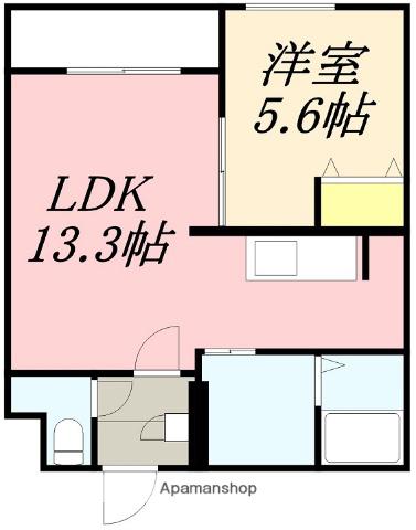 ソレミア(1LDK/2階)の間取り写真