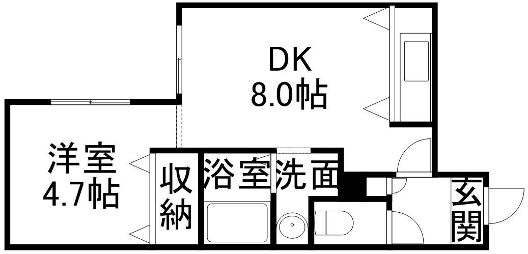 パームヒル南郷Ⅱ(1DK/3階)の間取り写真