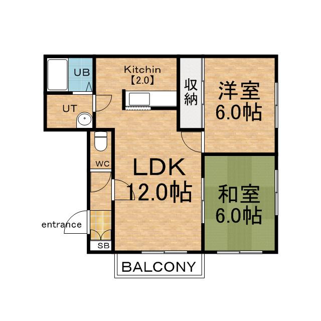 シャテロ・リラ(2LDK/4階)の間取り写真