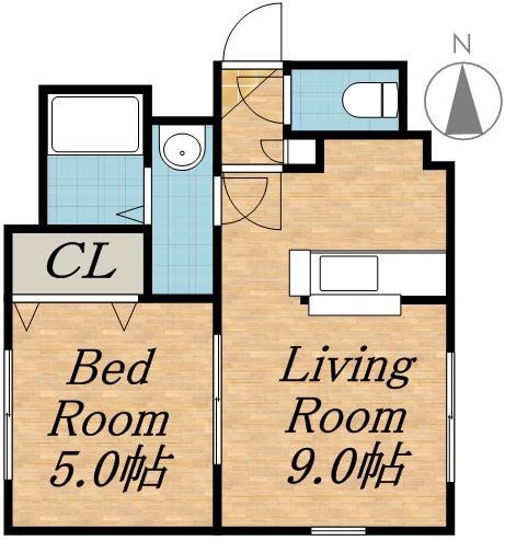 ロイヤルハイアット平岸(1DK/4階)の間取り写真