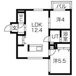 LA CIMA THE3RD (2LDK/2階)の間取り写真
