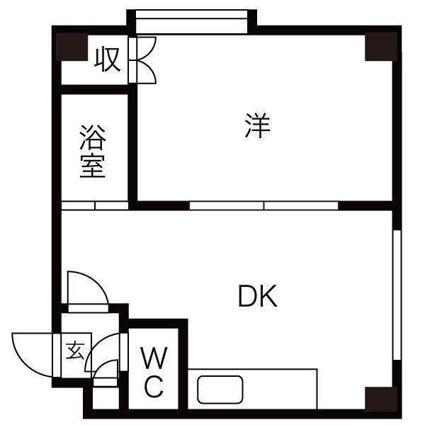 アーバン栄通B(1DK/5階)の間取り写真