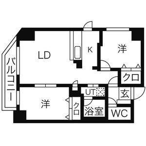 スカイコート(2LDK/12階)の間取り写真