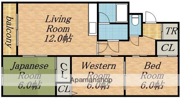 むつみパークマンション(3LDK/5階)の間取り写真