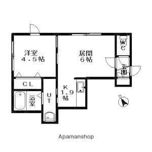 札幌市東西線 白石駅(札幌市営) 徒歩9分 3階建 築21年(1LDK/2階)の間取り写真