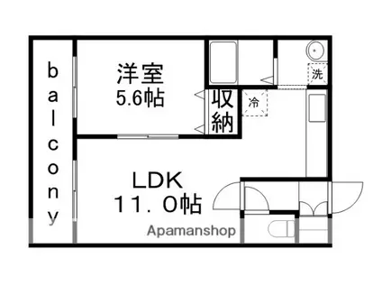 栄通銀座パレス(1LDK/3階)の間取り写真