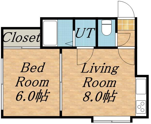 シェーンブルン月寒東(1DK/1階)の間取り写真