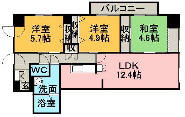リバティベル月寒(3LDK/10階)の間取り写真