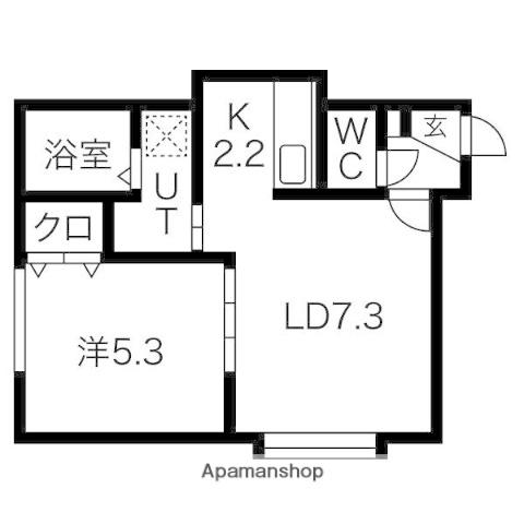 KAZU東札幌(1LDK/3階)の間取り写真