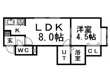 セクション・ロハス(1LDK/2階)の間取り写真