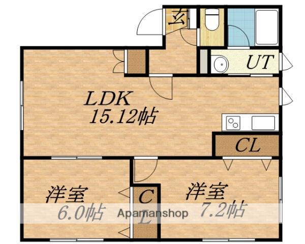 イーストパークハイツⅡ(2LDK/2階)の間取り写真